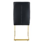 Luxury Simple Arch Chair - Set of 2 BLACK PU Material High Resilience Dining Chair with Arched Metal Gold Leg - Image 16