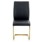 Luxury Simple Arch Chair - Set of 2 BLACK PU Material High Resilience Dining Chair with Arched Metal Gold Leg - Image 17