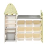 Kids Bookshelf Toy Storage Organizer with 17 Bins and 5 Bookshelves, Multi-functional Nursery Organizer Kids Furniture Set Toy Storage Cabinet Unit with HDPE Shelf and Bins - Image 18