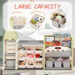 Kids Bookshelf Toy Storage Organizer with 17 Bins and 5 Bookshelves, Multi-functional Nursery Organizer Kids Furniture Set Toy Storage Cabinet Unit with HDPE Shelf and Bins - Image 5