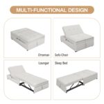 4-in-1 Sofa Bed, Chair Bed, Multi-Function Folding Ottoman Bed with Storage Pocket and USB Port for Small Room Apartment,Living Room,Bedroom,Hallway,White - Image 6