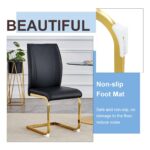 Luxury Simple Arch Chair - Set of 2 BLACK PU Material High Resilience Dining Chair with Arched Metal Gold Leg - Image 6