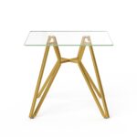 35.4-inch square tempered glass dining table, suitable for 2-4 people, space-saving small kitchen dining table, equipped with sturdy metal table legs,suitable for dining room, living room,Gold - Image 5