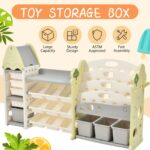 Kids Bookshelf Toy Storage Organizer with 17 Bins and 5 Bookshelves, Multi-functional Nursery Organizer Kids Furniture Set Toy Storage Cabinet Unit with HDPE Shelf and Bins - Image 7