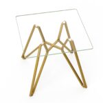 35.4-inch square tempered glass dining table, suitable for 2-4 people, space-saving small kitchen dining table, equipped with sturdy metal table legs,suitable for dining room, living room,Gold - Image 6
