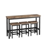 Long Dining Table Set with 3 Stools, Easy Assembly, Natural (Same SKU:W75753848) - Image 4