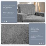 42" Oversized Chaise Lounge Indoor,Faux Rabbit Fur Sofa Bed with Storage Ottoman and Armrests,Cup Holders,Upholstered Sleeper Chair,Reading Couch with Deep Seat for Living Room - Image 12