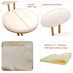 Round Bar Stool Armless Velvet Barstools with Back Set of 2 Upholstered Counter Chair for Dining Room, Kitchen Island (Gold & Creamy White) - Image 8