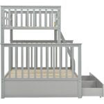 Twin Over Full Bunk Bed with Storage Drawers, Wooden Bunk Bed with Ladder and Safety Guard Rails –Gray - Image 8