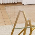 35.4-inch square tempered glass dining table, suitable for 2-4 people, space-saving small kitchen dining table, equipped with sturdy metal table legs,suitable for dining room, living room,Gold - Image 7