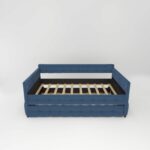 BLUE UPHOLSTERED TWIN SIZE DAYBED WITH TRUNDLE, VELVET FABRIC, NO BOX SPRING REQUIRED, COMFORTABLE AND SIMPLE DESIGN MODELS - Image 4