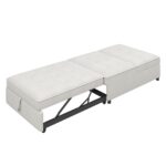 4-in-1 Sofa Bed, Chair Bed, Multi-Function Folding Ottoman Bed with Storage Pocket and USB Port for Small Room Apartment,Living Room,Bedroom,Hallway,White - Image 9