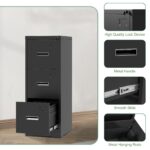 3 Drawer Metal Vertical File Cabinet with Lock and Card Slot Office Home Vertical File Cabinet for A4 Legal/Letter Size Narrow File Cabinet Locked,Assembly Required (Black) - Image 9