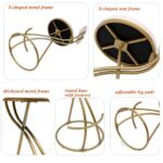 Round Bar Stool Armless Velvet Barstools with Back Set of 2 Upholstered Counter Chair for Dining Room, Kitchen Island (Gold & Creamy White) - Image 9