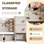Kids Toy Storage Organizer 8 storage cabinet Removable Toy Bins, 4-Tier Book organizers Storage and 2 cabinet storage, Kids Bookshelf and Toy Storage for Playroom, Bedroom, Kids Room - Image 9