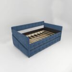 BLUE UPHOLSTERED TWIN SIZE DAYBED WITH TRUNDLE, VELVET FABRIC, NO BOX SPRING REQUIRED, COMFORTABLE AND SIMPLE DESIGN MODELS - Image 3