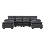109.8*55.9" Modern U-shaped Sectional Sofa with Waist Pillows,6-seat Upholstered Symmetrical Sofa Furniture,Sleeper Sofa Couch with Chaise Lounge for Living Room,Apartment,4 Color - Image 11