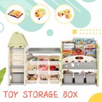 Kids Bookshelf Toy Storage Organizer with 17 Bins and 5 Bookshelves, Multi-functional Nursery Organizer Kids Furniture Set Toy Storage Cabinet Unit with HDPE Shelf and Bins - Image 11