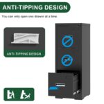 3 Drawer Metal Vertical File Cabinet with Lock and Card Slot Office Home Vertical File Cabinet for A4 Legal/Letter Size Narrow File Cabinet Locked,Assembly Required (Black) - Image 6