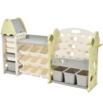 Kids Bookshelf Toy Storage Organizer with 17 Bins and 5 Bookshelves, Multi-functional Nursery Organizer Kids Furniture Set Toy Storage Cabinet Unit with HDPE Shelf and Bins - Image 23