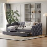 Upholstered Daybed with Storage Drawers, Wood Daybed Twin Size, No Box Spring Needed, Grey - Image 13
