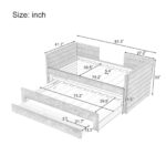 Twin Size Upholstered Daybed with Trundle and 3 Storage Drawers, Short-haired Linen Fabric Sofa Bed for Guest Room, Living Room, Space-Saving Modern Day Bed Frame, No Box Spring Needed, Beig - Image 9