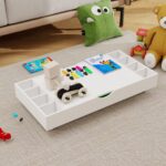 The 2 in 1 Rollaway Play Table and Toy Organizer Compatible with Lego Suitable for Storing Under Bed or Sofa-White (38" x 18.7" x 5.9") - Image 10