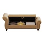 64.5" Bed Bench for Bed Room Nails Tufted Chaise of Lounge with Storage Velvet Upholstery Khaki - Image 8