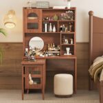 Computer Desk with 90 Degree Rotating Desktop, 43x70 Inch Office Desk with Storage Drawer and Cabinets, Gaming Desk with Shelves, Writing Desk for Study, Work Desk for Home Office Bedroom Living Room - Image 23