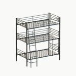 Bedroom dormitory twin size black metal triple bunk bed can be disassembled into three beds