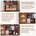 Computer Desk with 90 Degree Rotating Desktop, 43x70 Inch Office Desk with Storage Drawer and Cabinets, Gaming Desk with Shelves, Writing Desk for Study, Work Desk for Home Office Bedroom Living Room - Image 26