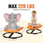VEVOR Elephant Kids Swivel Chair, 220 LBS Capacity, 360° Spinning Chair, Autistic Kids Sensory Toy Chair with Non-Slip Metal Base, Toddler Sit and Spin Chair for Coordination Balance Focus Orange - Image 4