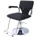 Stainless steel frame,Fashion style Hair Salon Chair Styling Heavy Duty Hydraulic Pump Barber Chair Beauty Shampoo Barbering Chair for Hair Stylist Women Man,with Barber Cape (Black) - Image 3
