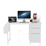 47.3"office desk with power outlet,3 drawers,Side Pocket, Study Desk Easy to Assemble,Frame stability Reversible for home desk, company computer desk, game table,Vanity table